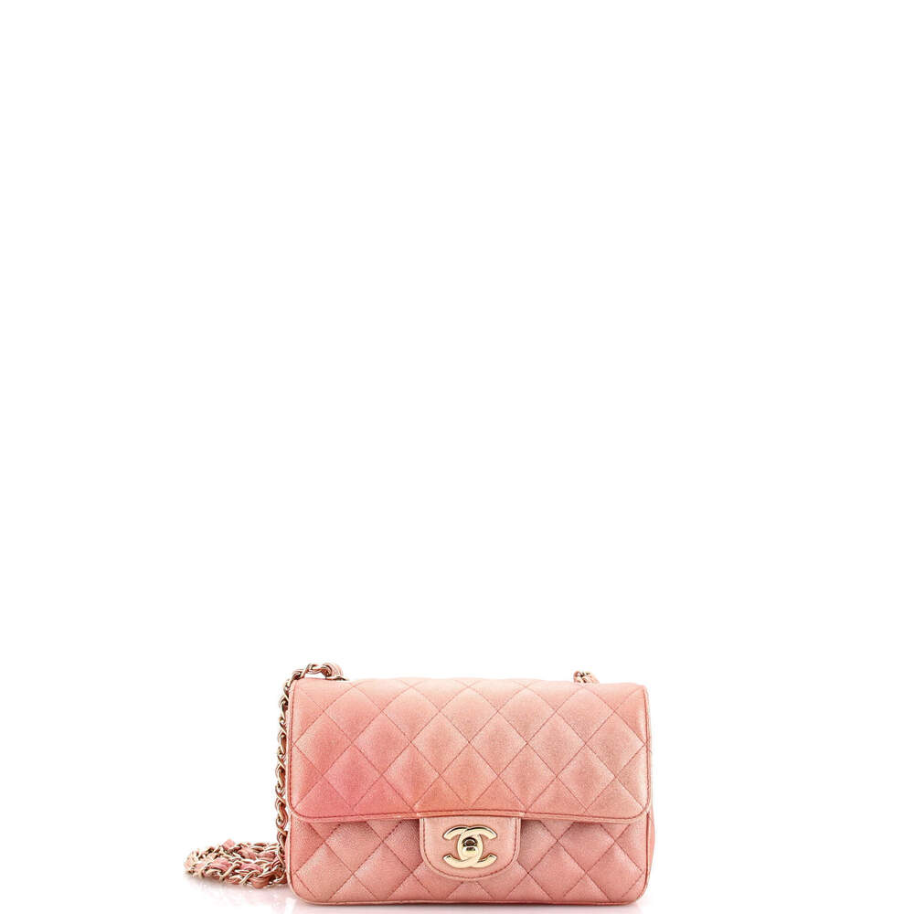 Chanel Mini Classic Single Flap Bag Quilted Ombre Metallic Lambskin